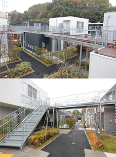 2階住戸をつなぐブリッジ